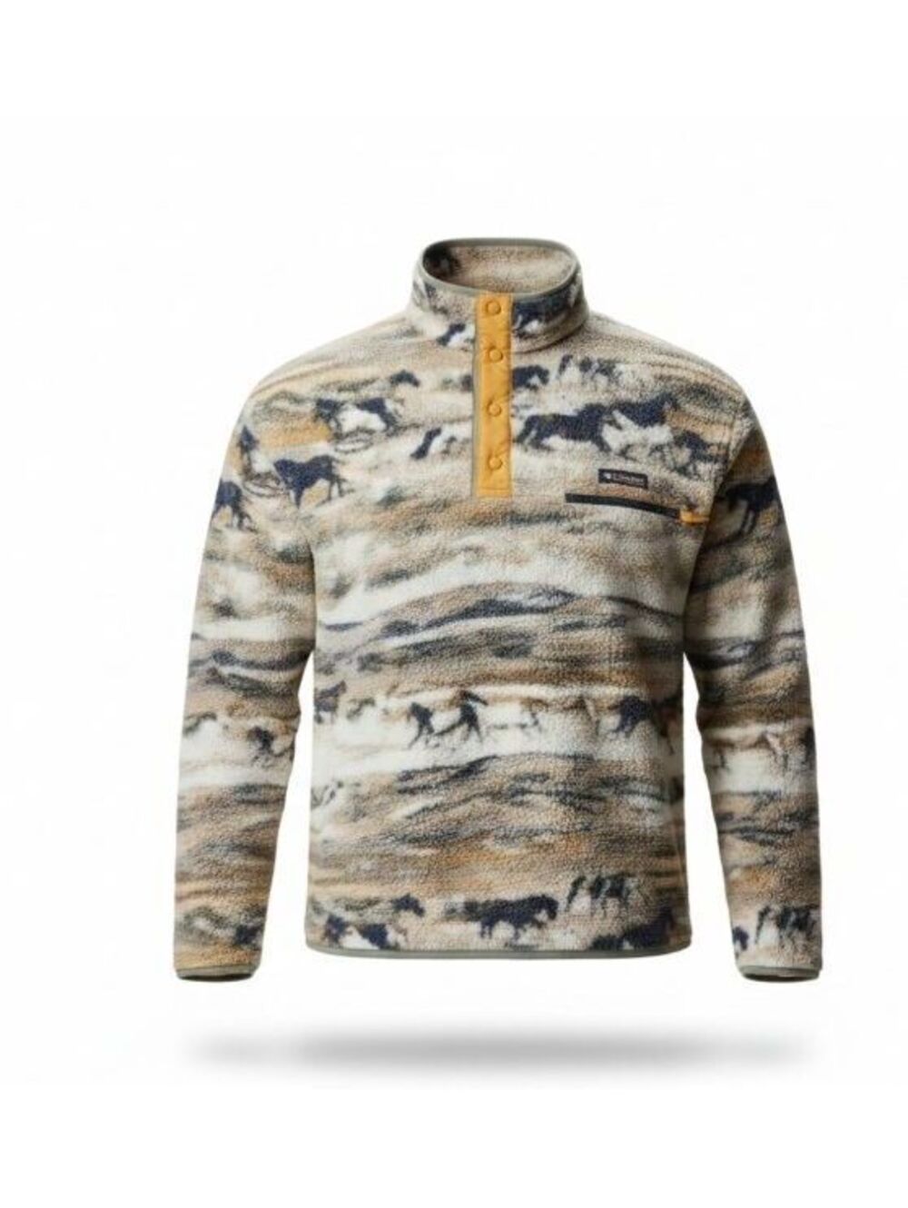 Columbia Mens Size 2XL XXL Helvetia II Half Snap Horse Print Fleece Pullover